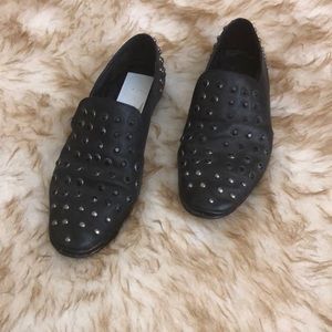 Women’s Black Leather Studded Loafers Size 7.5
